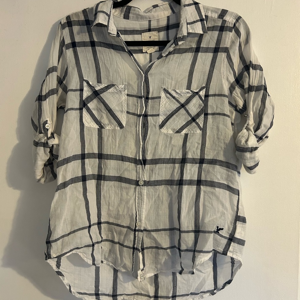 American Eagle Outfitters Vintage Boyfriend Shirt - White and Black